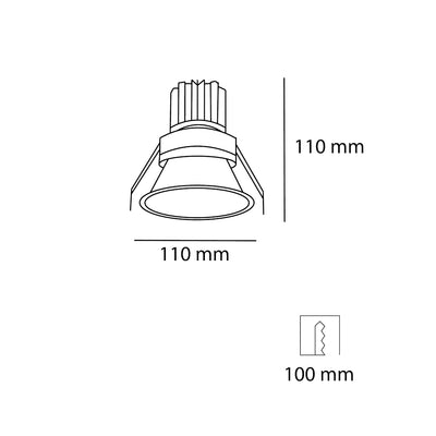 Downlight blanco TARIK 12W 24° de bajo deslumbramiento ajustable CRI>90 color de luz neutro cálido y neutro de AURO Lighting