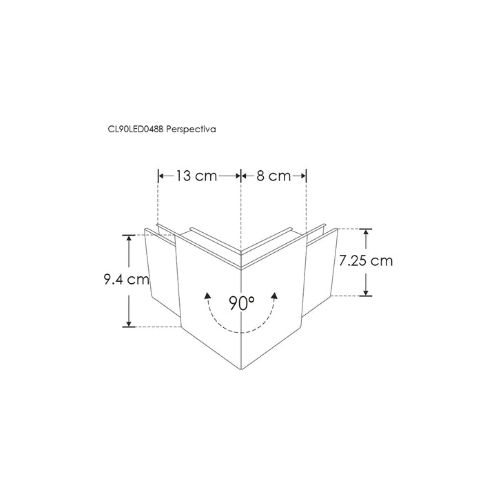 Cople 90° no iluminado para luminario interconectable ILULED048B12040W de iLumileds