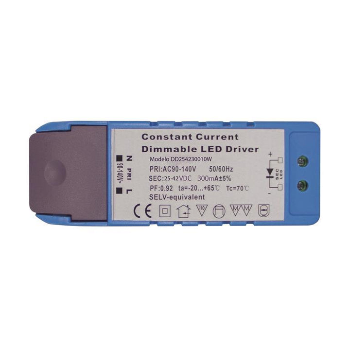 Driver para luminarios LED, atenuación TRIAC, 10W, entrada 100-130V ca salida 25-42V cc, 300mA, para interiores de iLumileds