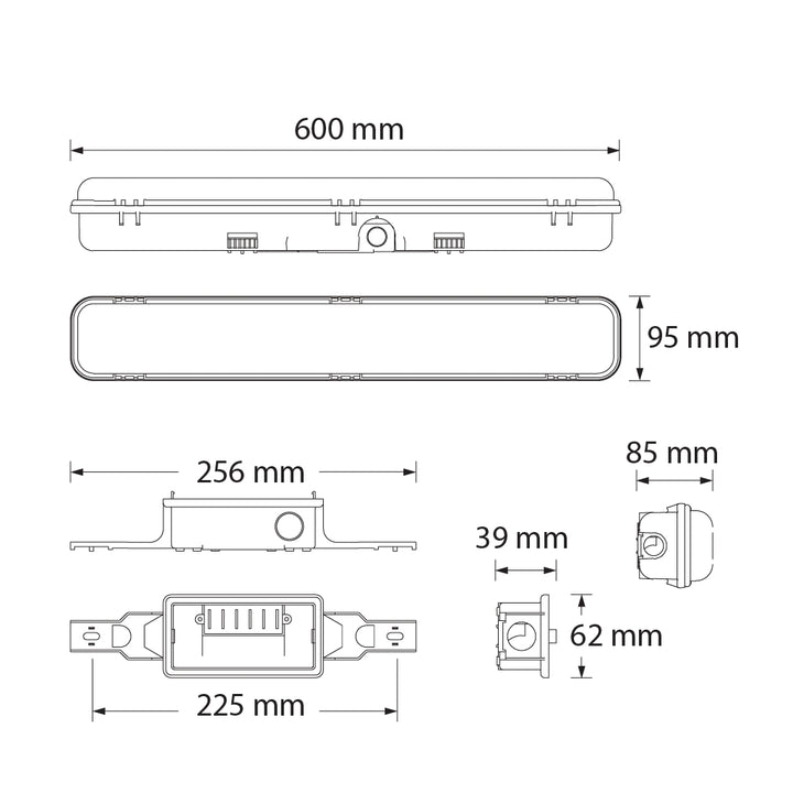 Luminario estanca de emergencia HERMETIC XL 60cm 1330lm a 2200lm (modos permanente / no permanente) autonomía 1.5hr