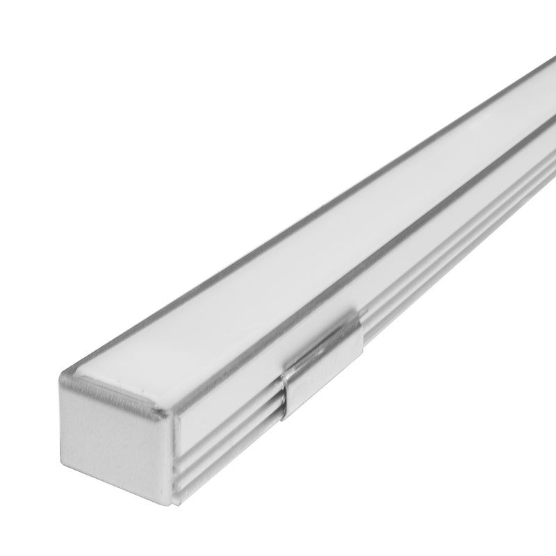 Kit de perfil de aluminio DXAP01KIT. -L:2m A:1.7cm Al:1.2cm- para tira LED, incluye difusor acrílico, 2 tapas laterales y 2 grapas de sujeción
