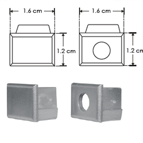 Kit de 2 tapas laterales para perfil de aluminio DXAP01 de plástico de iLumileds (No se vende individual)