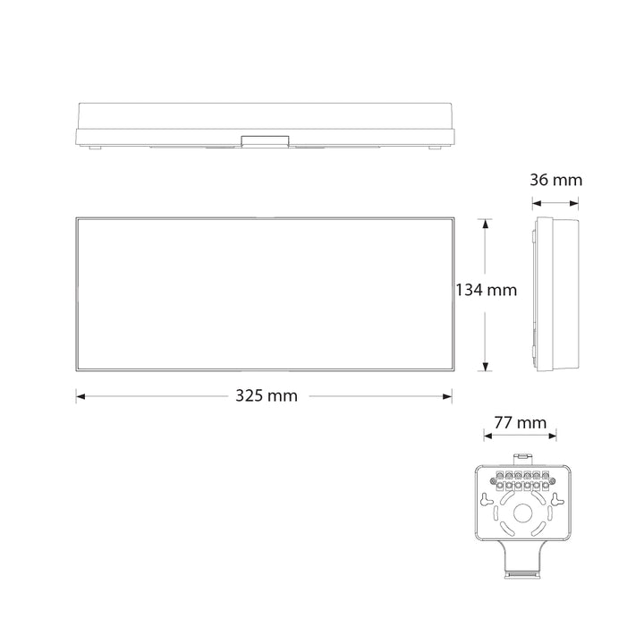 Luminario de emergencia EXTRAPLANA para sobreponer flujo lumínico 90lm a 400lm, autonomía 1.5hr a 3hr de Normalux