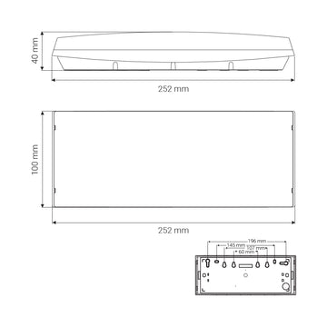 Luminario de emergencia de sobreponer GS fabricado en ABS auto extinguible opciones flujo lumínico (no permanente) de Normalux