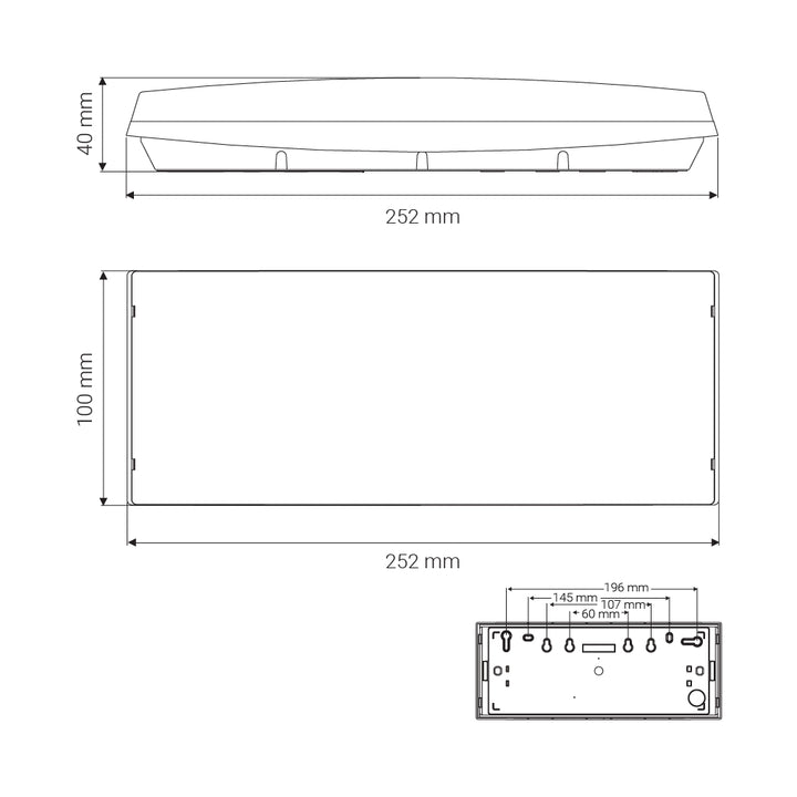 Luminario de emergencia de sobreponer GS fabricado en ABS auto extinguible opciones flujo lumínico (no permanente) de Normalux