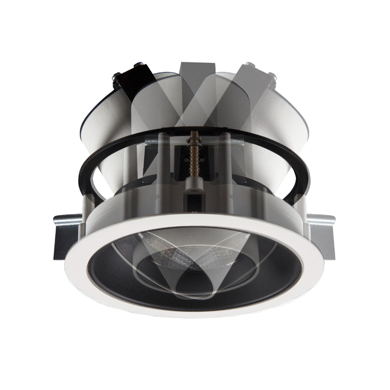 Downlight orientable de bajo deslumbramiento fabricado en aluminio HANCE DOWN REC, 20.7W, acabados blanco/negro, color de luz neutro cálido/neutro, distintos ángulos de LAMP