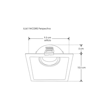 Downlight profundo rectangular dirigible para MR16 fabricado en aluminio, incluye conector GU5.3 de iLumileds