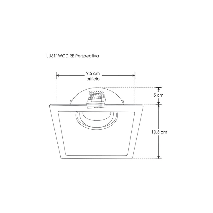 Downlight profundo rectangular dirigible para MR16 fabricado en aluminio, incluye conector GU5.3 de iLumileds