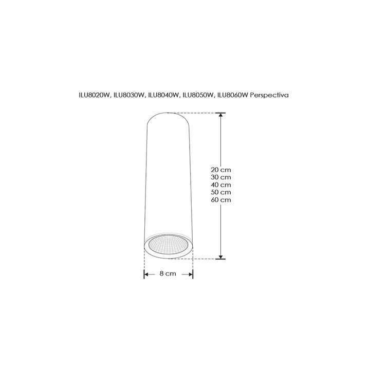 Luminario cilíndrico 20cm 10W 38° para sobreponer color de luz neutro cálido de iLumileds