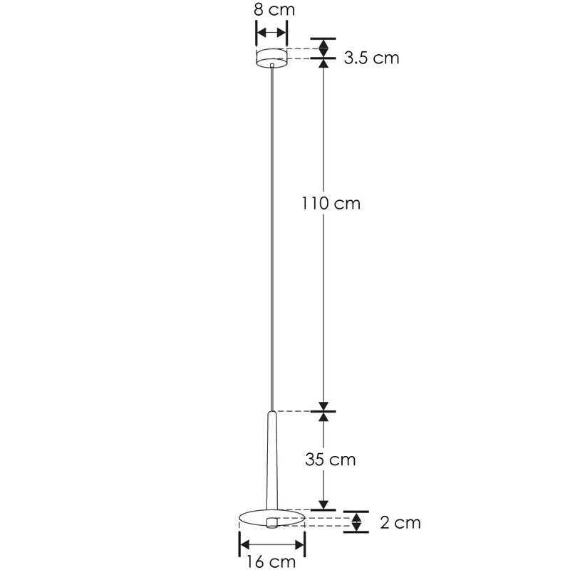Luminario para suspender cuerpo Ø16cm y 35cm de largo 6w 86° luz cálida 100-240V de iLumileds