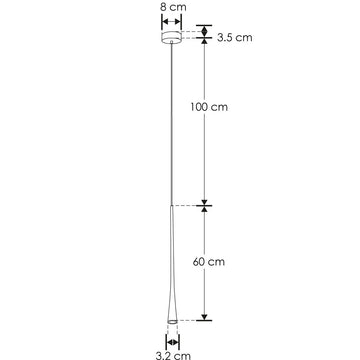 Luminario Lulia para suspender tipo flauta acabado negro cuerpo de 60cm 6w 18° luz cálida 100-240V de iLumileds