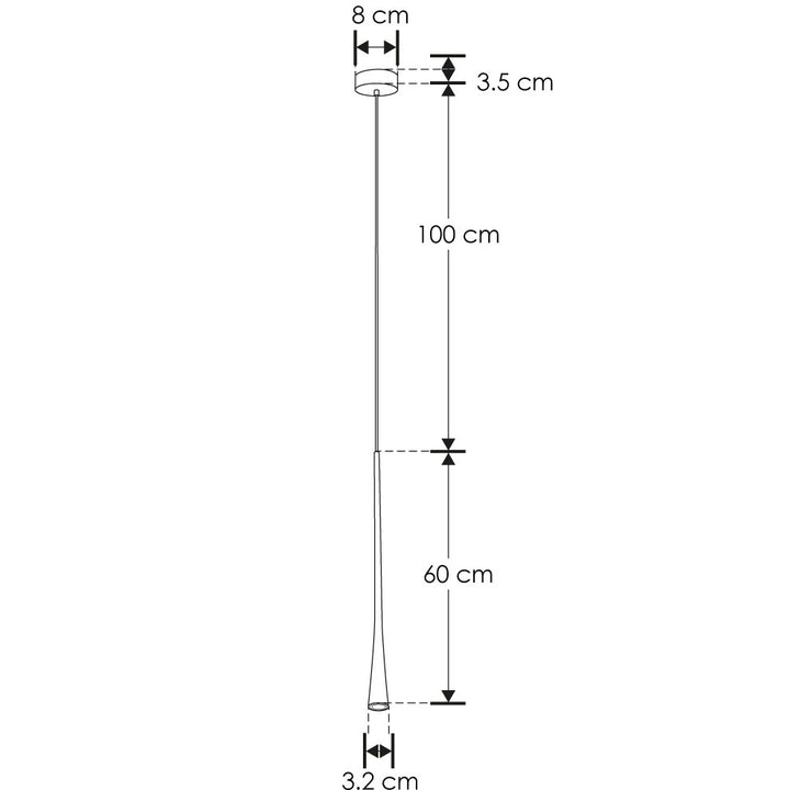 Luminario Lulia para suspender tipo flauta acabado negro cuerpo de 60cm 6w 18° luz cálida 100-240V de iLumileds