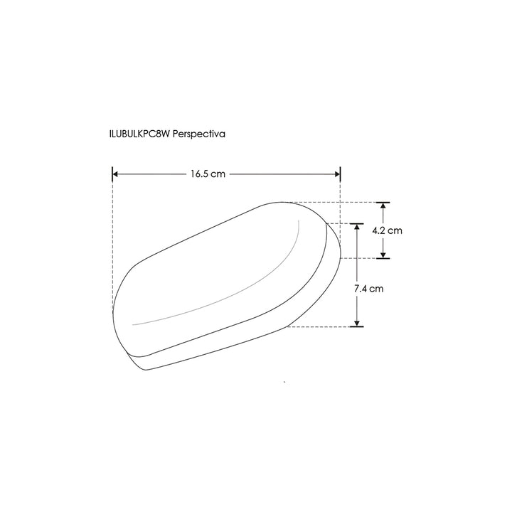 Ovalo de luz tipo bulk para muro 8W luz cálida fabricado en policarbonato de iLumileds