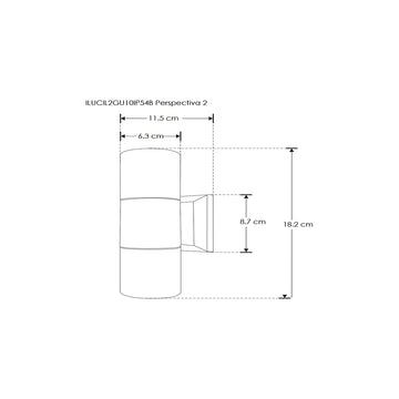 Luminario cilíndrico para muro con doble salida de luz para focos MR16 GU10 de iLumileds