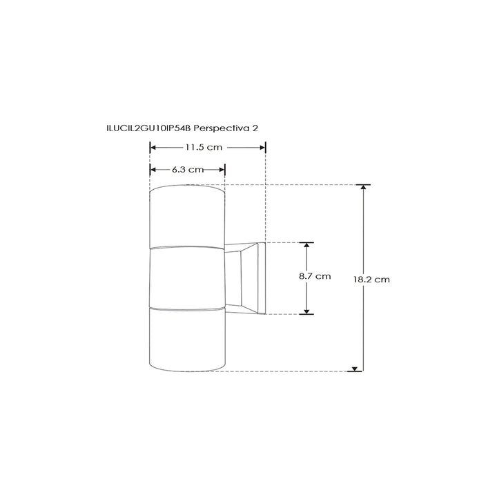 Luminario cilíndrico para muro con doble salida de luz para focos MR16 GU10 de iLumileds