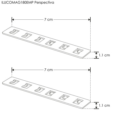 Cople lineal 180° para rieles magnéticos modelos ILUTMAG6246EMP e ILUTMAG6246ETRIM, incluye 2 barras metálicas de iLumileds