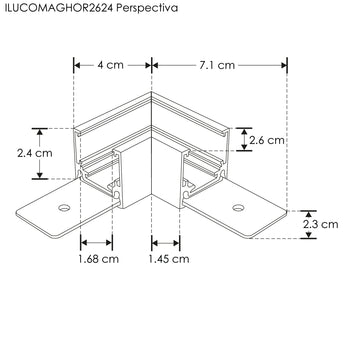Cople 90° horizontal acabado negro, incluye barras de metal y tornillos para riel ILUTMAG2624SS de iLumileds