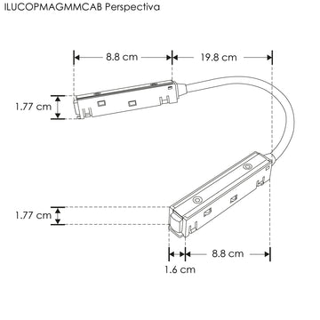 Conector electrificado macho-macho con cable de 20 cm para riel magnético de iLumileds