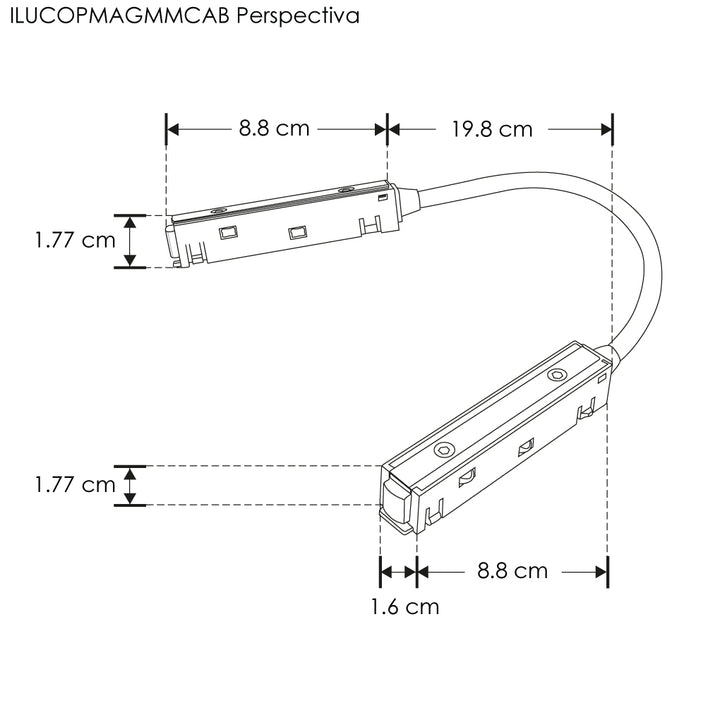 Conector electrificado macho-macho con cable de 20 cm para riel magnético de iLumileds