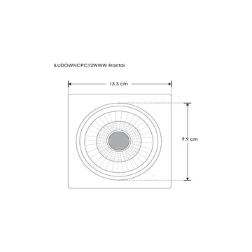 Downlight cuadrado 12W 42° 85-265V opciones de color de luz Neutro Cálido o Neutro(Se adapta a bote integral N°10) de iLumileds