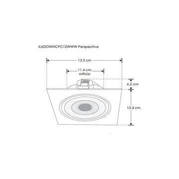 Downlight cuadrado 12W 42° 85-265V opciones de color de luz Neutro Cálido o Neutro(Se adapta a bote integral N°10) de iLumileds