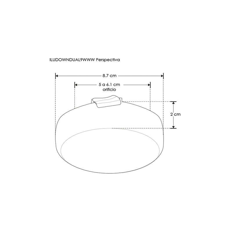 Downlight 9W para empotrar o sobreponer con cuerpo difuso con clips de sujeción ajustable (5 a 6.1cm) 85-265V opciones de luz cálido / frío de iLumileds