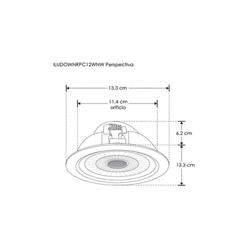 Downlight 12W 42° 85-265V opciones de color de luz Neutro Cálido o Neutro (Se adapta a bote integral N°10) de iLumileds