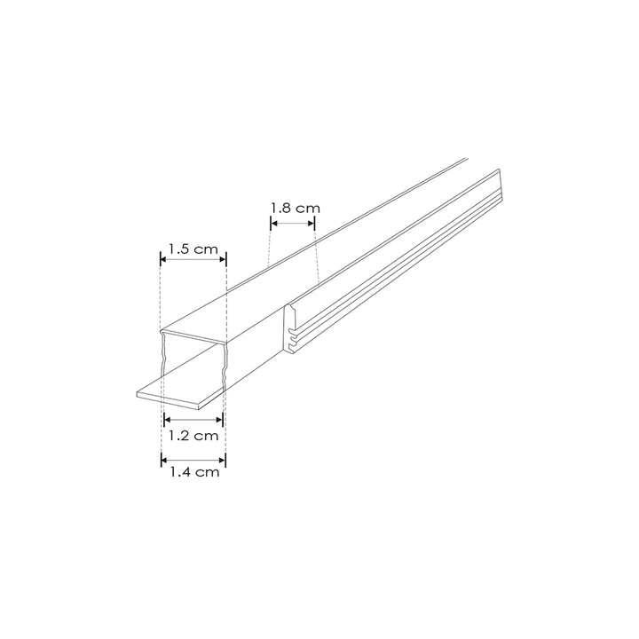 Kit perfil exterior aluminio con cejas ILUDXA2512KIT -L:3m A:2.1cm Al:1.6cm- incluye difusor, tapas laterales, grapas de sujeción y solera de aluminio