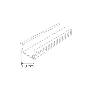 Kit perfil exterior aluminio con cejas ILUDXA2512KIT -L:3m A:2.1cm Al:1.6cm- incluye difusor, tapas laterales, grapas de sujeción y solera de aluminio