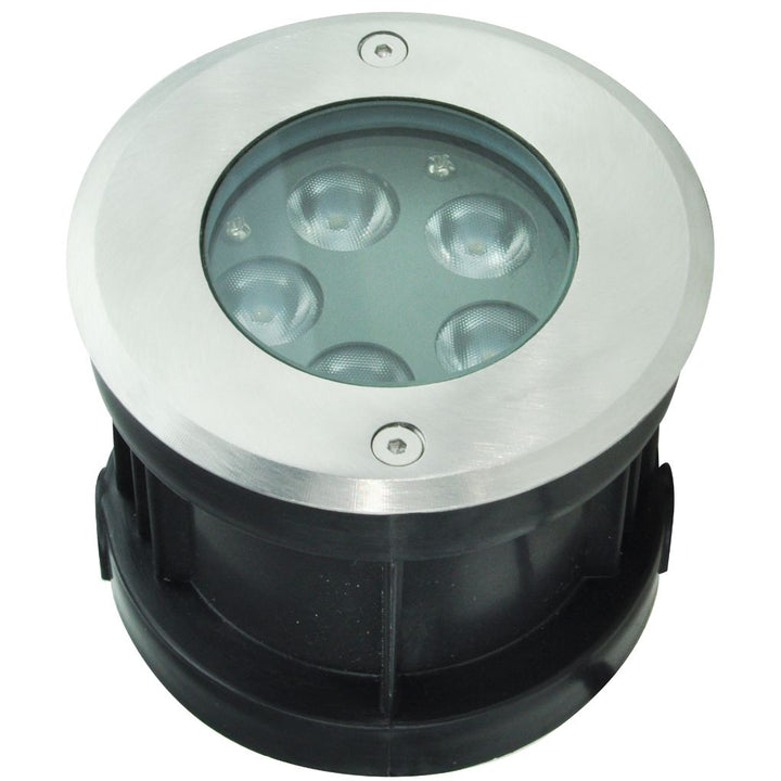 Luminario circular integrado 5W 3000K 10x45° para empotrar en piso incluye housing de iLumileds. Ideal para iluminar muros.