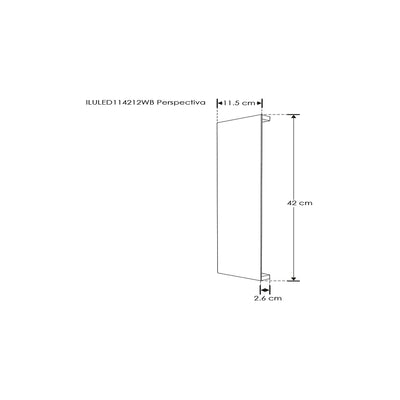 Luminario rectangular de 42cm x 11.5cm para muro 12W con salidas laterales luz cálida (2700K) de iLumileds