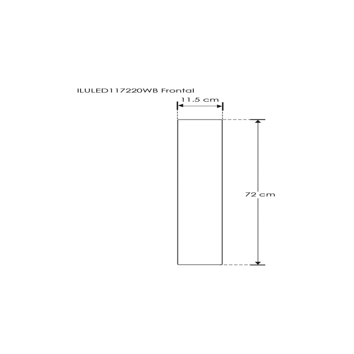 Luminario rectangular de 72cm x 11.5cm para muro 20W con salidas laterales luz cálida (2700K) de iLumileds