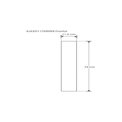 Luminario rectangular de 72cm x 11.5cm para muro 20W con salidas laterales luz cálida (2700K) de iLumileds