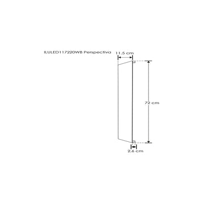 Luminario rectangular de 72cm x 11.5cm para muro 20W con salidas laterales luz cálida (2700K) de iLumileds