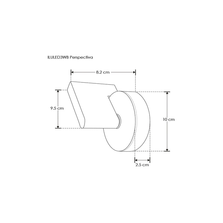 Luminario rectangular giratorio (360°) 3W salida de luz directa 120° color de luz neutro cálido de iLumileds