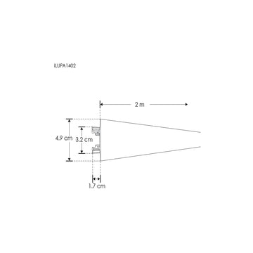 Kit perfil aluminio sobreponer luz doble salida ILUPA1402KIT. -L:2m A:4.9cm Al:1.7cm- incluye difusor acrílico, tapas laterales y grapas de sujeción