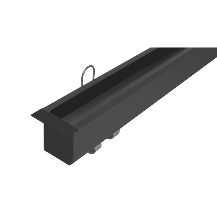 Kit de perfil de bajo deslumbramiento con difusor remetido con ceja ILUPA1722NUGRCKI -L:2m Al:2.2cm A:1.7cm- para tira LED, incluye difusor negro traslucido, 2 tapas laterales y 2 resortes sujeción de iLumileds