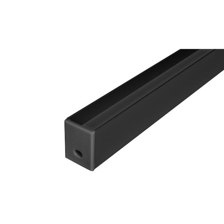 Kit de perfil de bajo deslumbramiento con difusor remetido ILUPA1722NUGRKIT -L:2m Al:2.2cm A:1.7cm- para tira LED, incluye difusor negro traslucido, 2 tapas laterales y 2 grapas sujeción de iLumileds