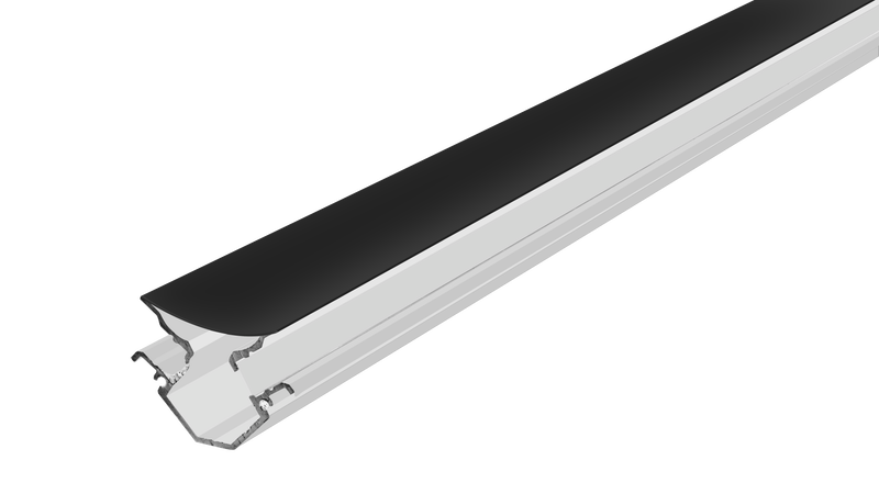 Kit perfil aluminio esquinero doble salida de luz ILUPA191BKIT. -L:2m A:4.3cm Al:3cm- incluye difusor, tapas laterales y grapas de sujeción iLumileds