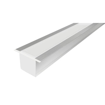 Kit de perfil de alumino con ceja para empotrar SIN DIFUSOR ILUPA2403COKIT. -L:2m A:2.3/4cm Al:2.6m- para tiras LED o tarjetas de LED recomendadas, incluye 2 tapas laterales, 2 grapas y 2 resortes de sujeciónde iLumileds