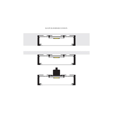 Kit de perfil de alumino SIN MICA ILUPA2404COKIT. -L:2m A:2.6cm Al:2.6m- para tiras LED o tarjetas de LED recomendadas, incluye 2 tapas laterales y 2 grapas de sujeciónde iLumileds