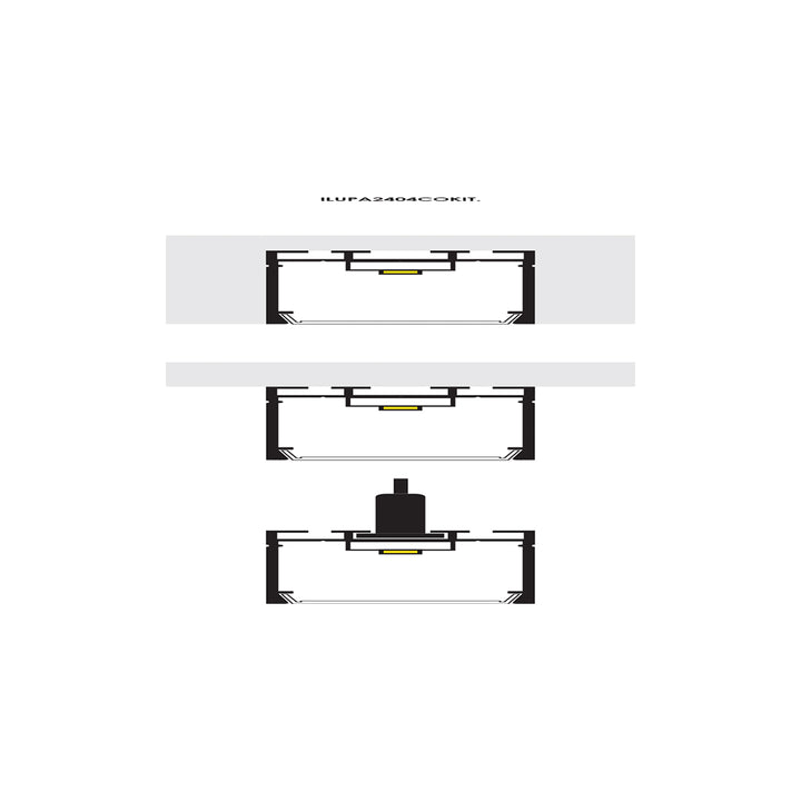 Kit de perfil de alumino SIN MICA ILUPA2404COKIT. -L:2m A:2.6cm Al:2.6m- para tiras LED o tarjetas de LED recomendadas, incluye 2 tapas laterales y 2 grapas de sujeciónde iLumileds