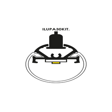 Kit perfil aluminio suspender con difusor cilíndrico ILUPA30KIT. - L:2m Ø:3cm- para tira LED, incluye tapas laterales y kit de suspensión de iLumileds