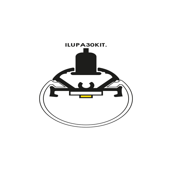 Kit perfil aluminio suspender con difusor cilíndrico ILUPA30KIT. - L:2m Ø:3cm- para tira LED, incluye tapas laterales y kit de suspensión de iLumileds