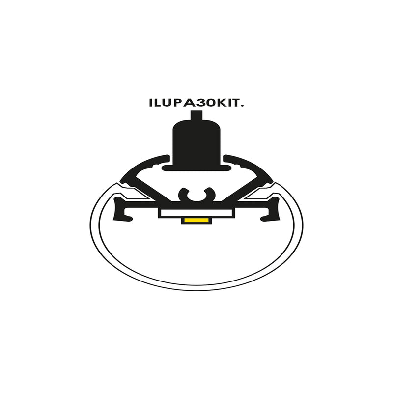 Kit perfil aluminio suspender con difusor cilíndrico ILUPA30KIT. - L:2m Ø:3cm- para tira LED, incluye tapas laterales y kit de suspensión de iLumileds