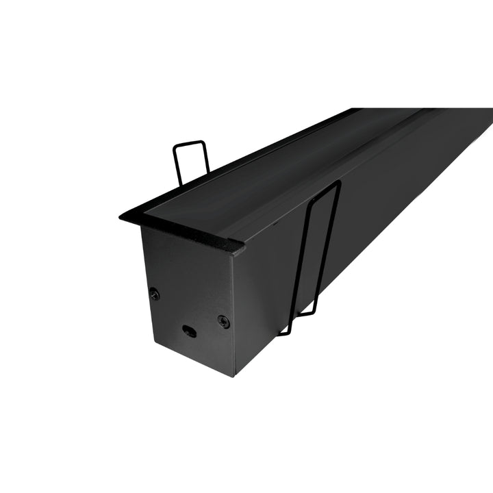 Kit de perfil large de bajo deslumbramiento con difusor remetido con ceja ILUPA3551NUGRCKI -L:2m A:4.5cm Al:5.1cm- para tira LED, incluye difusor negro traslucido, 2 tapas laterales y 2 resortes sujeción de iLumileds