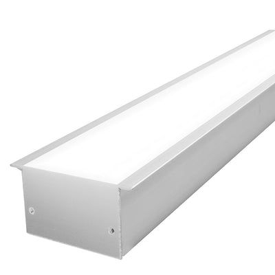 Kit perfil aluminio ancho para plafón ILUPA5032KIT. -L:2m A:6.2cm Al:3.2cm- para tira LED, incluye difusor, tapas laterales y resortes de sujeción