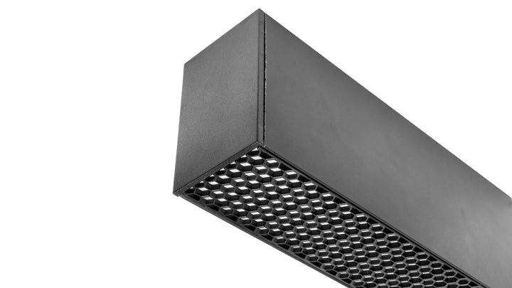 Kit perfil aluminio sobreponer/suspender ILUPA5175NKIT -L:2m - A:5.1 - Al:7.5cm- incluye tapas laterales, grapas de sujeción y kit colgante (no incluye mica ni louver honeycomb) de iLumileds