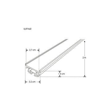 Kit perfil aluminio suspender con difusor cilíndrico ILUPA60KIT. - L:2m Ø:6cm- para tira LED, incluye tapas laterales y kit de suspensión de iLumileds