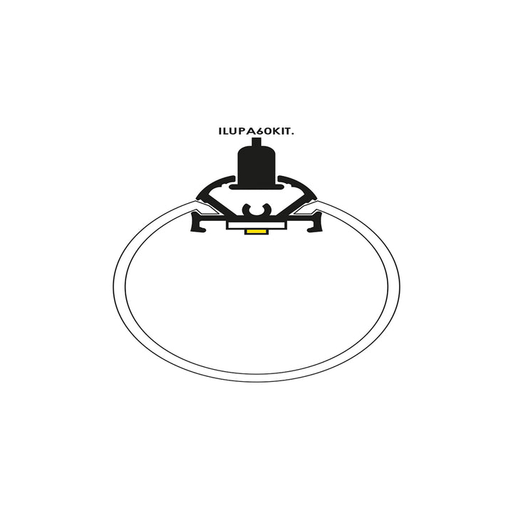 Kit perfil aluminio suspender con difusor cilíndrico ILUPA60KIT. - L:2m Ø:6cm- para tira LED, incluye tapas laterales y kit de suspensión de iLumileds